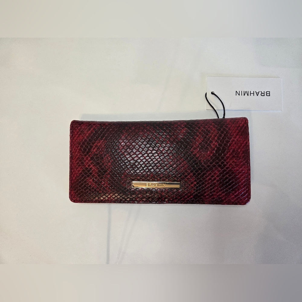 NWT Brahmin Ady Red Opal Cassatt Snake Wallet And Credit Card Holder